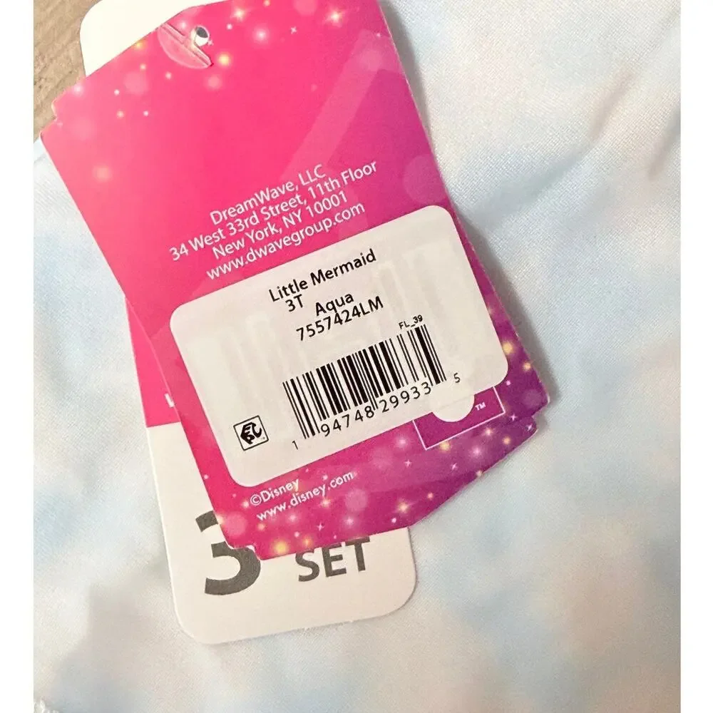 Disney Princess The Little Mermaid 3-Piece Swimsuit Set UPF 50+ Aqua Size 3T